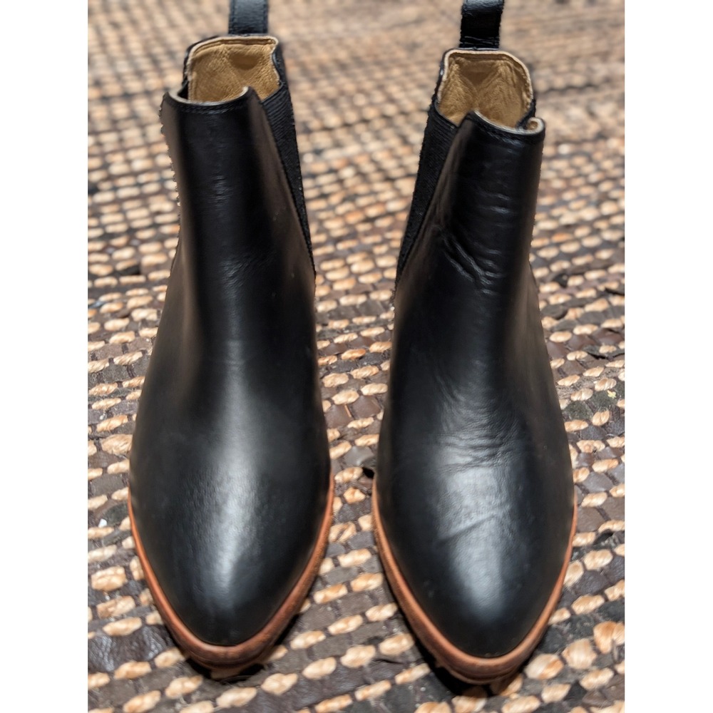 Nisolo Chelsea Boots Black Leather Pointed Toe Ankle Boots Womens 6.5